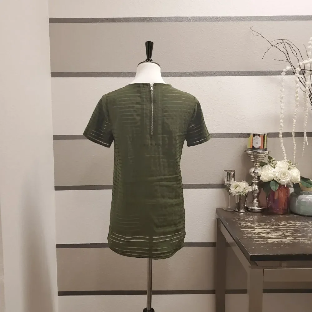 J. Crew Olive/Mesh Striped Blouse. Size 0.